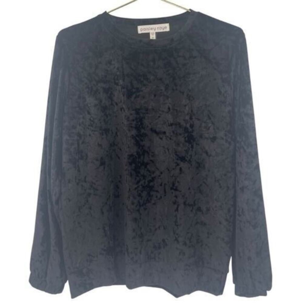 NWT Paisley Raye Medium Black velvet long sleeve top